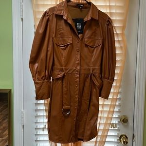 Fashion Nova Faux Leather dress cognac color